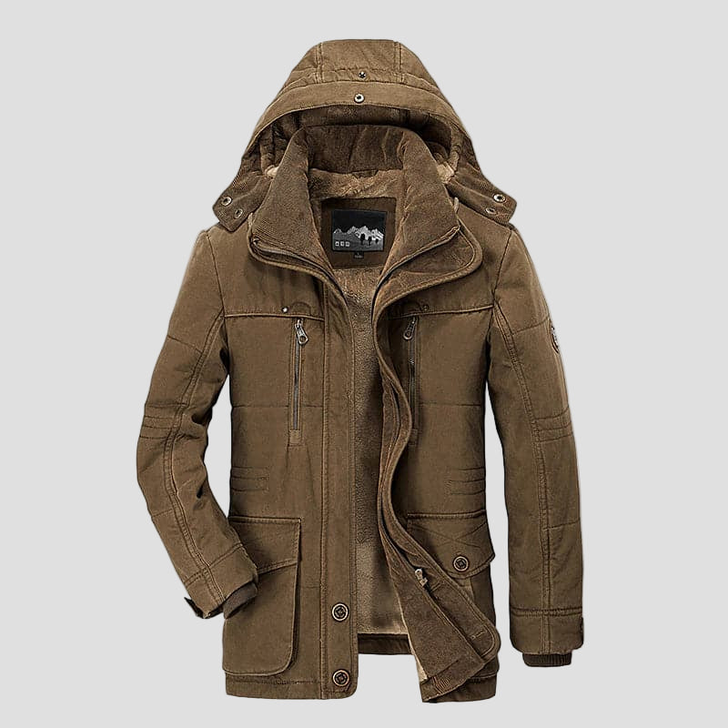 Men’s Insulated Winter Jacket with Multiple Pockets