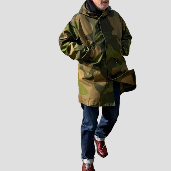 Men’s Camouflage Trench Coat with Hood