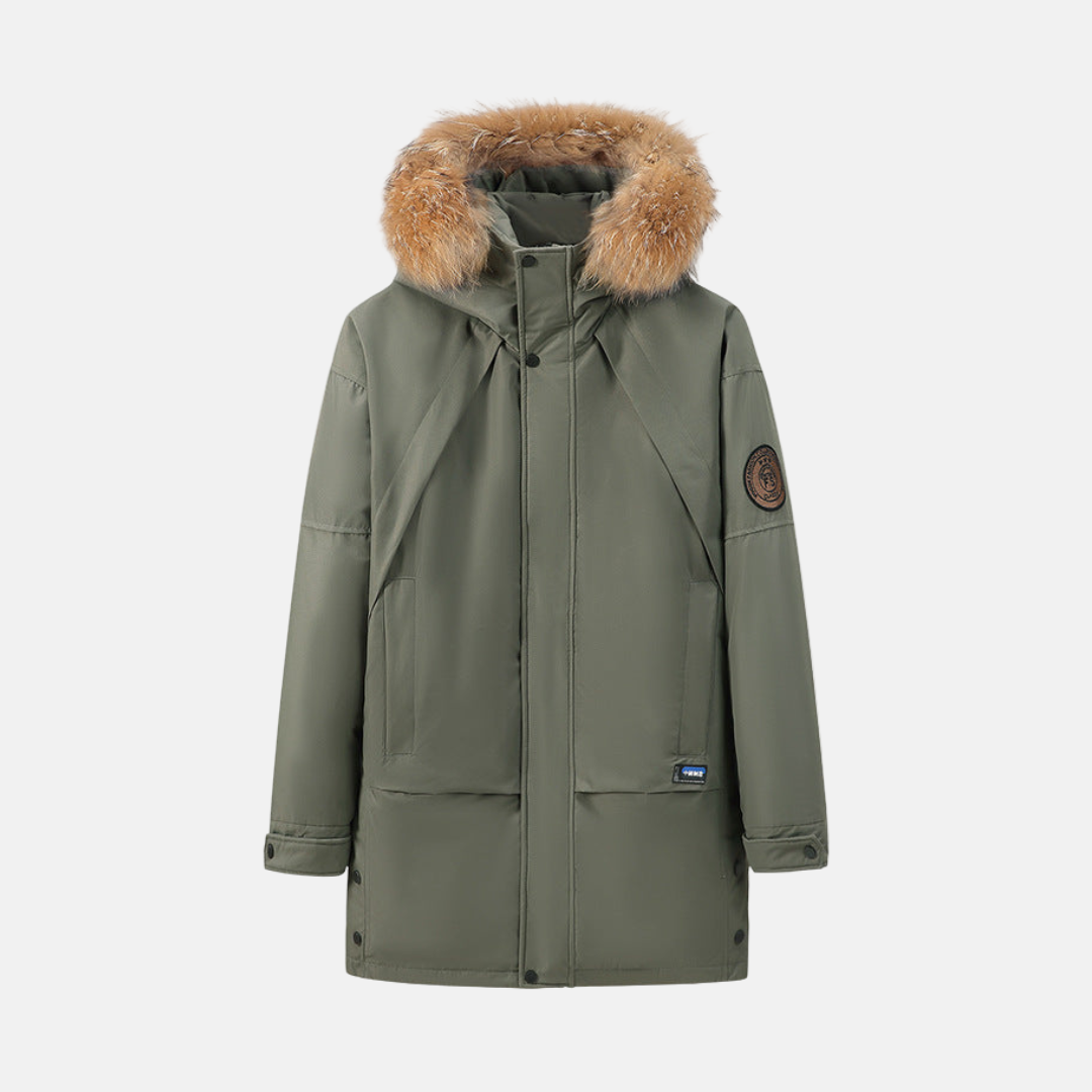 Men’s Winter Parka with Hood and Faux Fur Collar