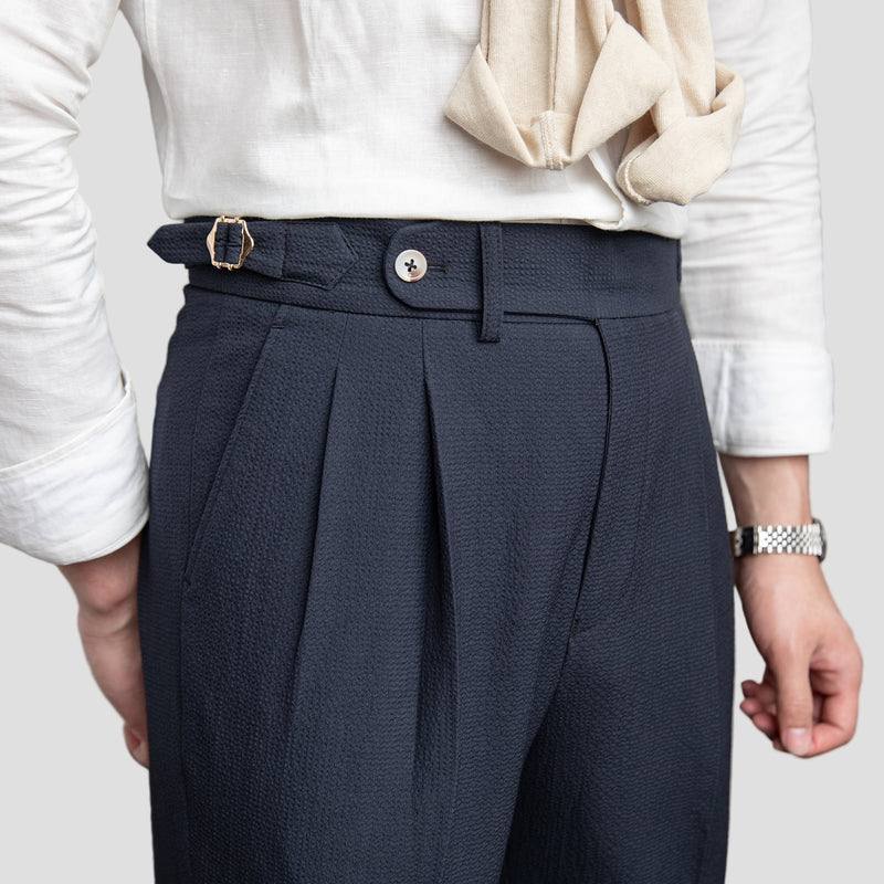 Men’s Tailored Pleated Trousers – Elegant Fit