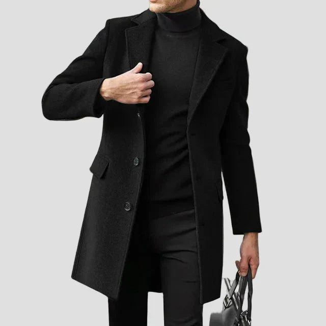 Elegant Men’s Coat with Straight Closure and Classic Collar