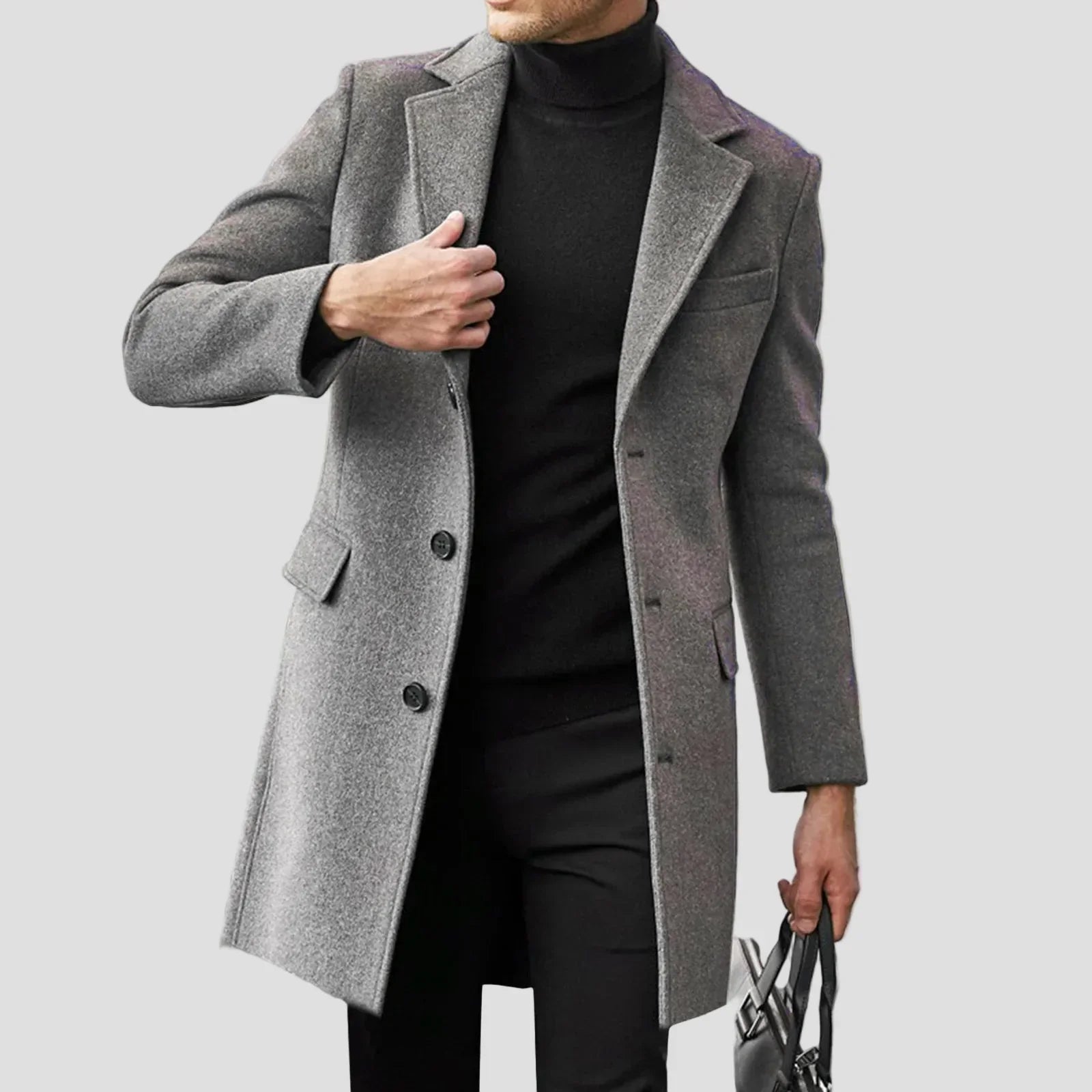 Elegant Men’s Coat with Straight Closure and Classic Collar