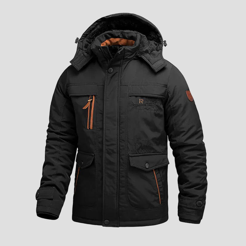 Men’s Windproof Insulated Winter Jacket with Pockets