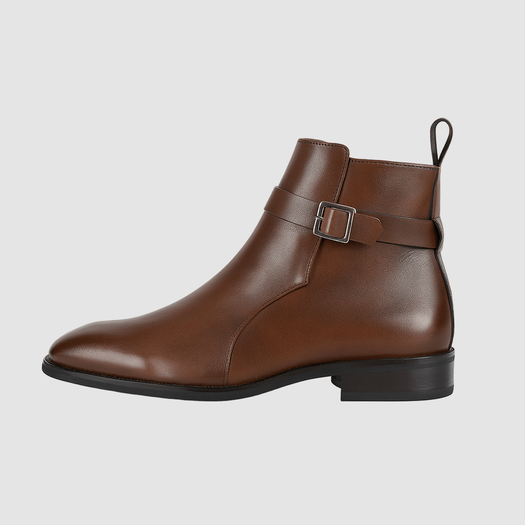 Men’s Leather Chelsea Boots with Buckle