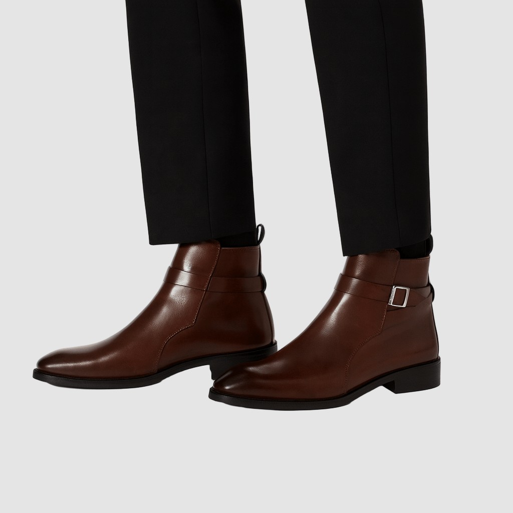 Men’s Leather Chelsea Boots with Buckle