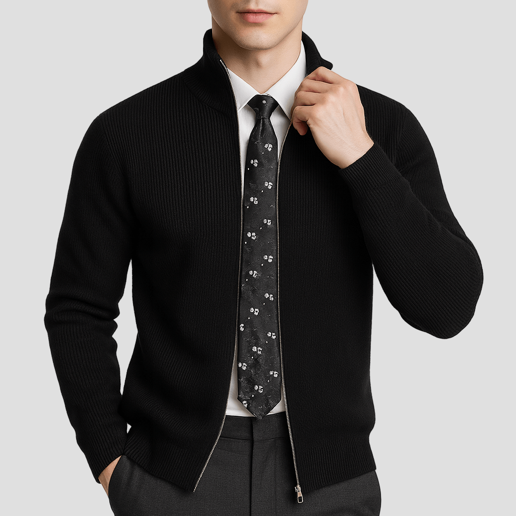 Warm Knitted Men’s Zip Sweater