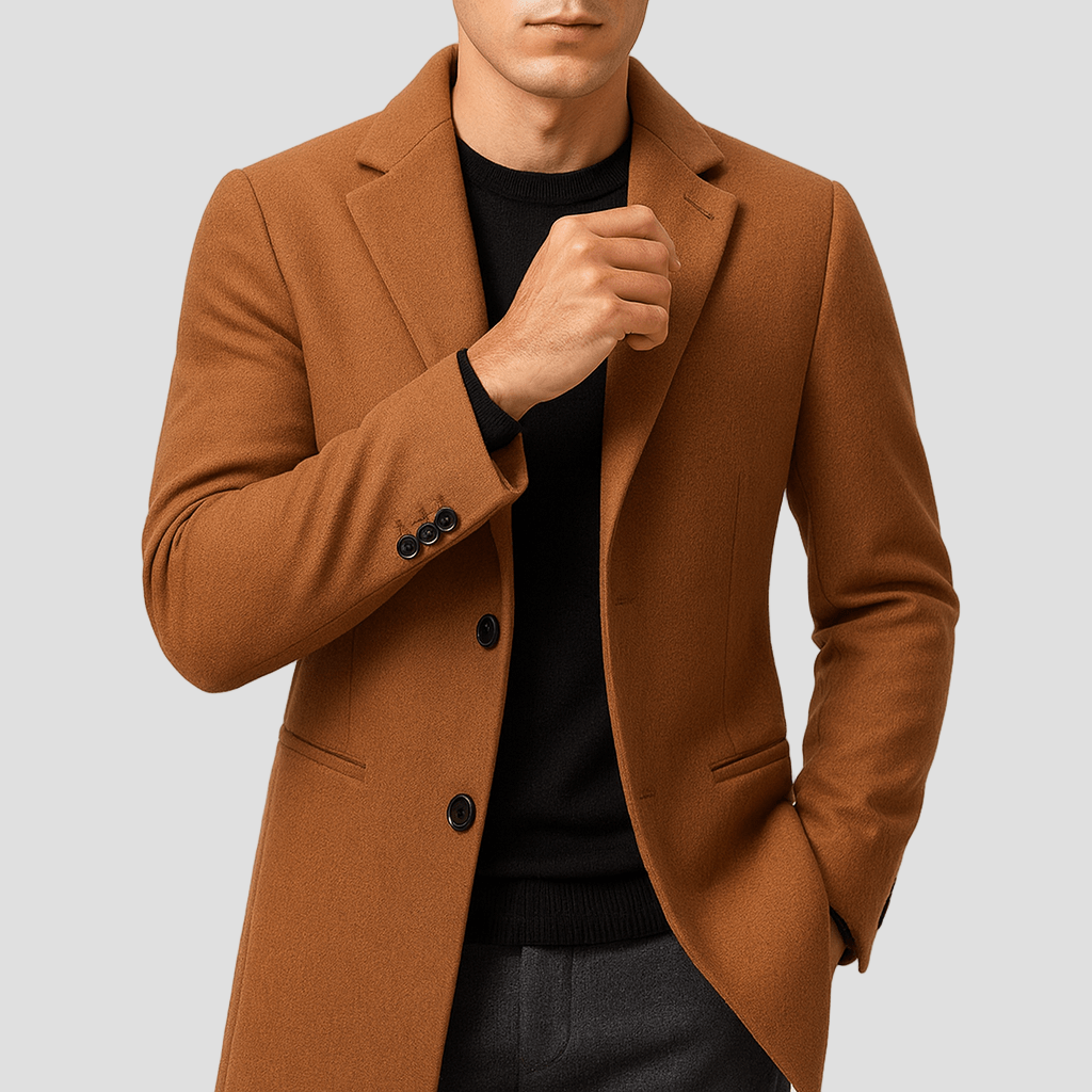 Elegant Slim-Fit Wool Men’s Coat