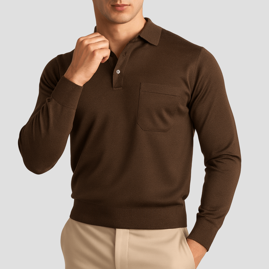 Men's Elegant Wool Polo Sweater