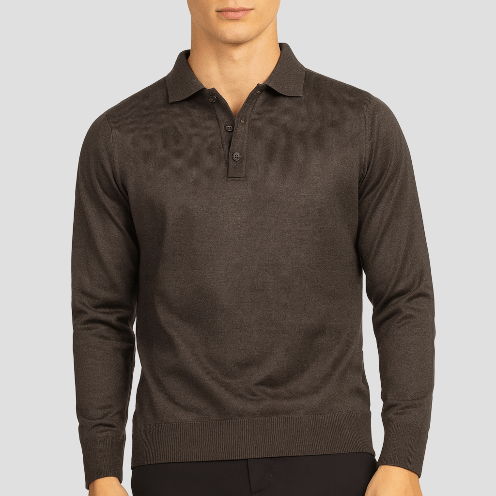 Men's Elegant Wool Polo Sweater