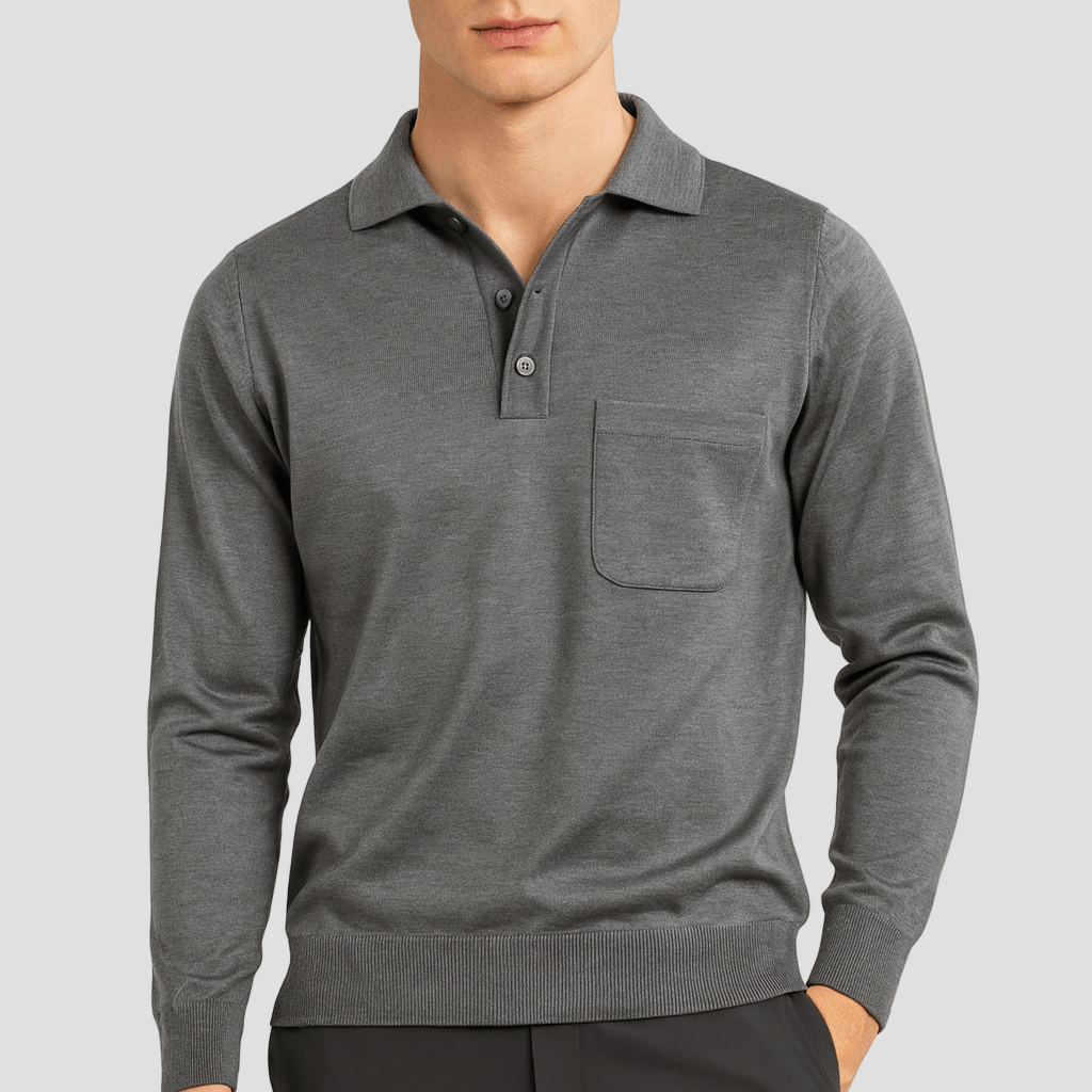 Men's Elegant Wool Polo Sweater
