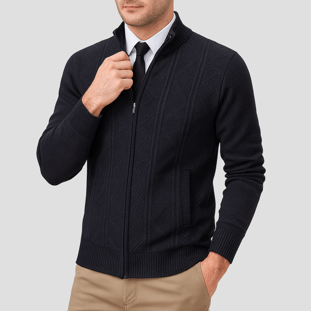 Zip-Up Knitted Cardigan