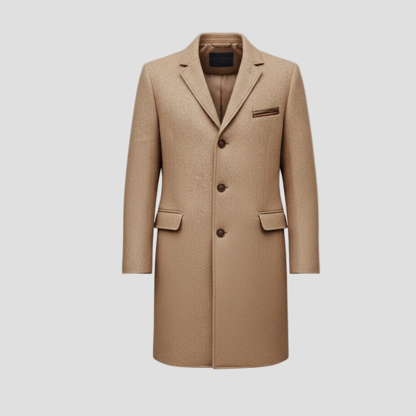 Mid-Length Straight Wool Men’s Coat