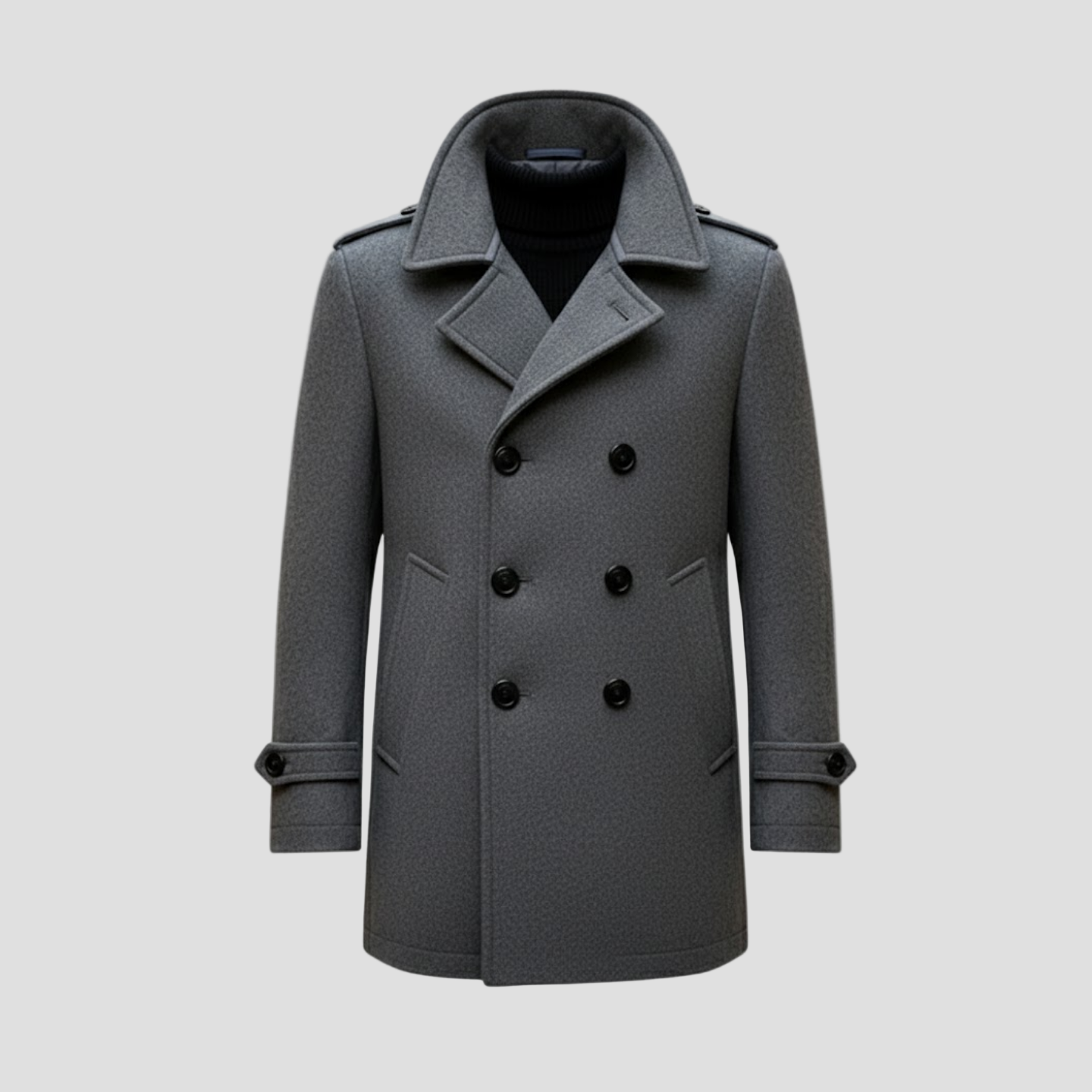 Mid-Length Faux Wool Men’s Coat