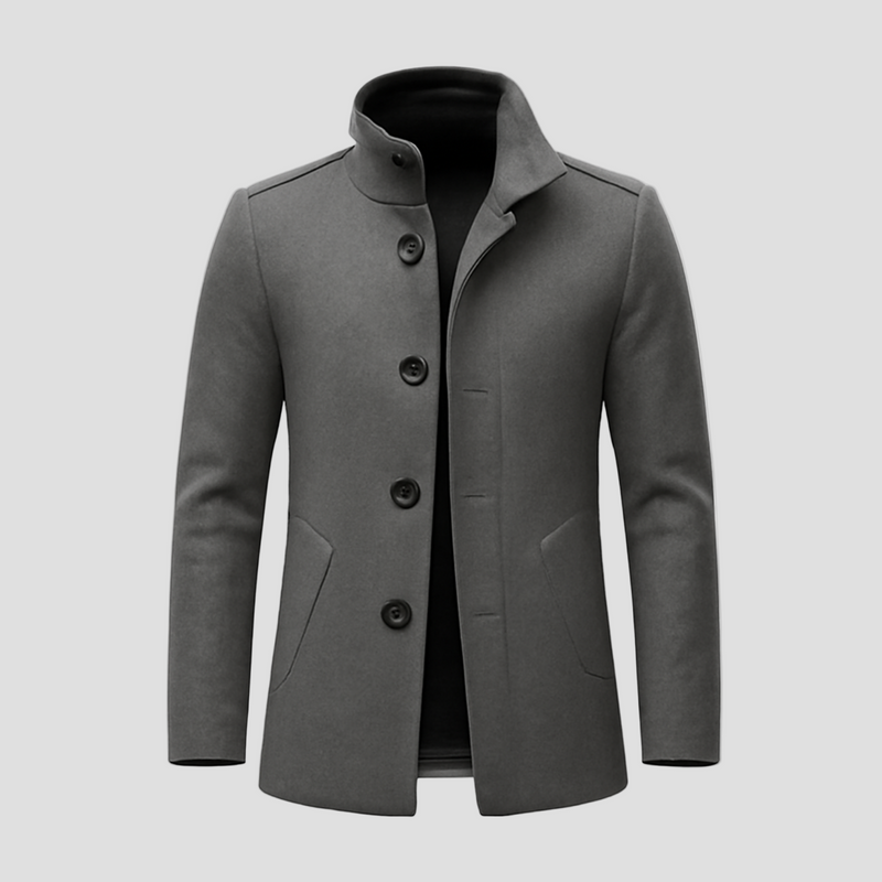 Wool Blend Coat with Collar and Buttons