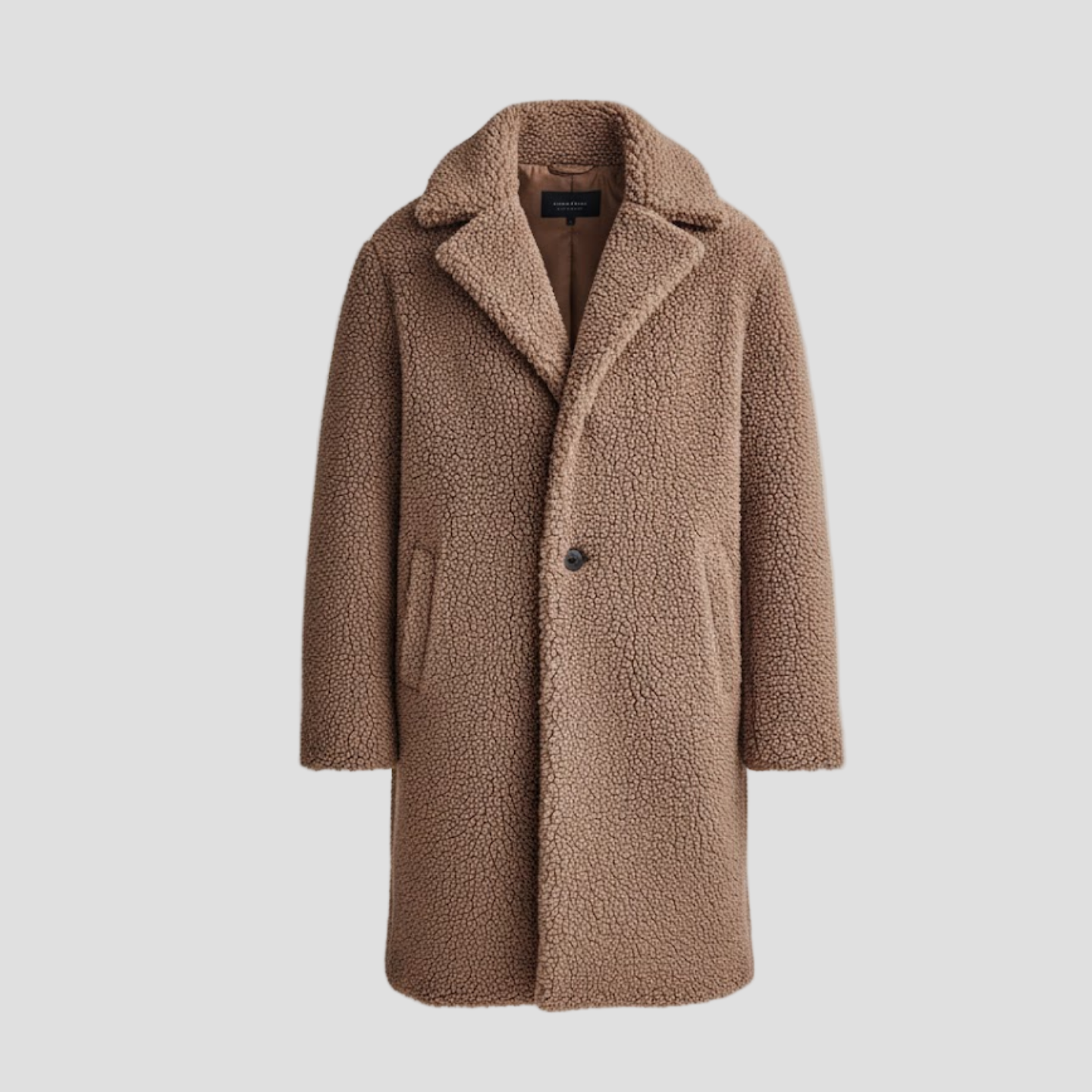 Men’s Coat with Plush Lining and Buttons