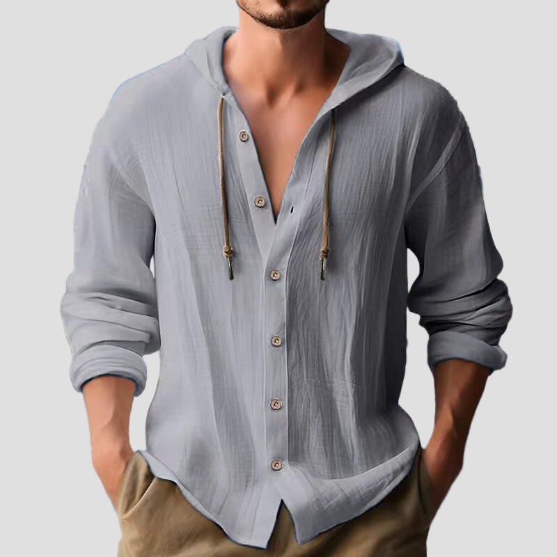Men’s Solid Long-Sleeve Button-Up Shirt