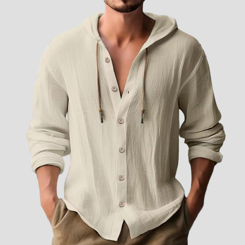 Men’s Solid Long-Sleeve Button-Up Shirt