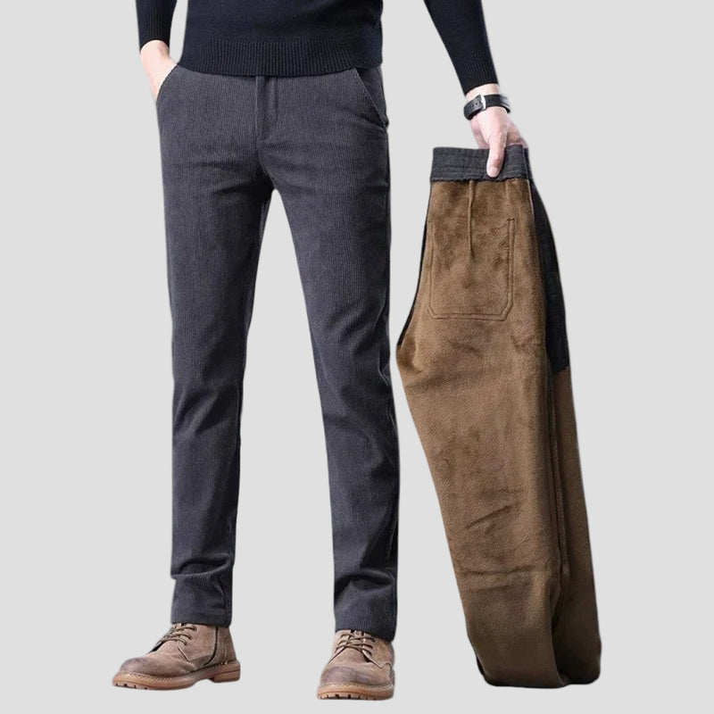 Men’s Corduroy Winter Trousers – Soft Fleece-Lined Design