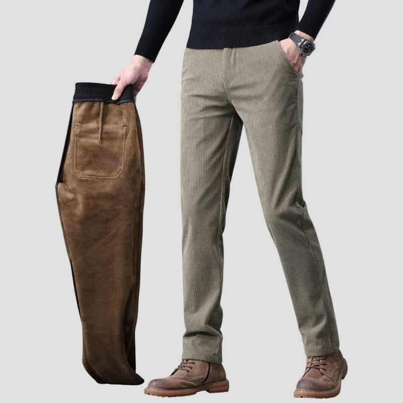 Men’s Corduroy Winter Trousers – Soft Fleece-Lined Design