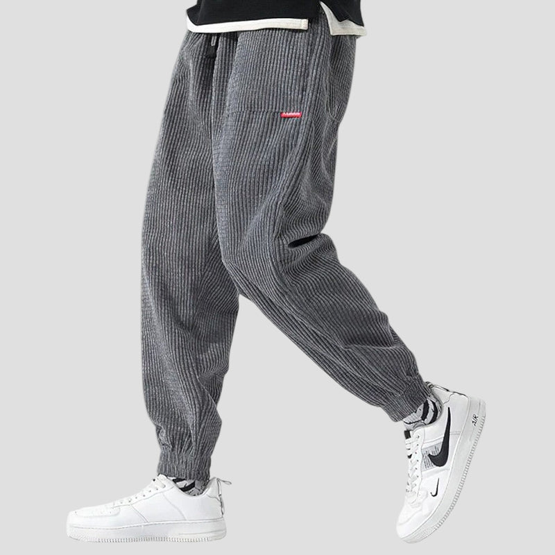 Men’s Relaxed Corduroy Jogger Trousers – Baggy Fit