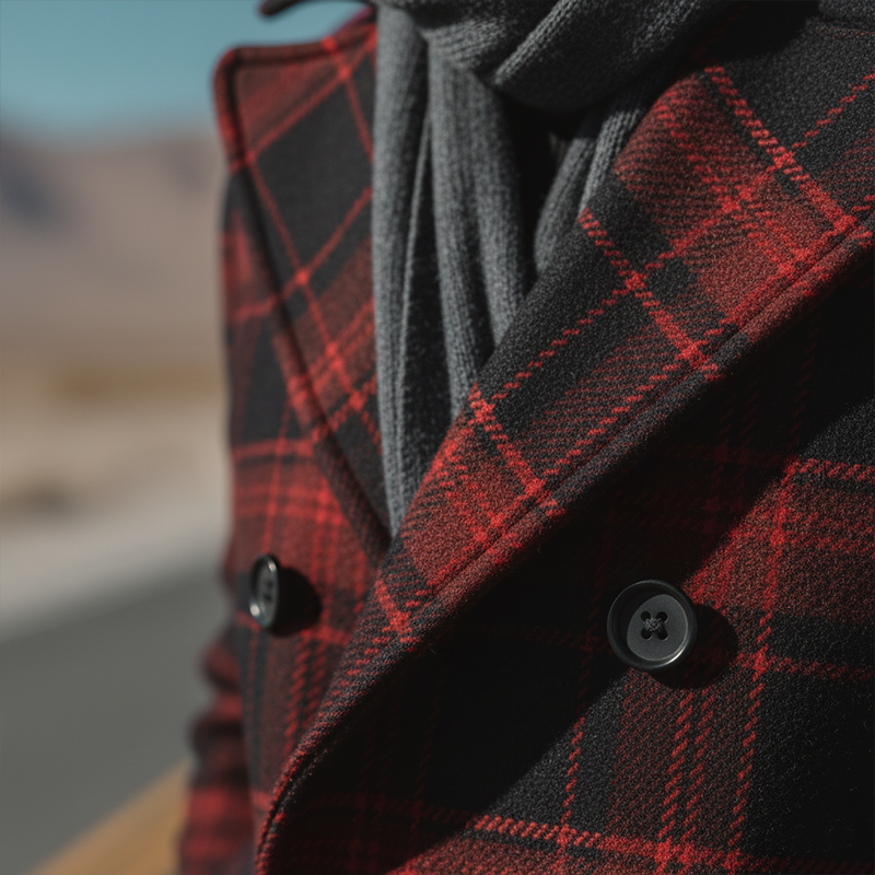 Classic Short Wool Check Coat