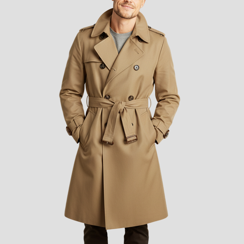Classic Twill Cotton Men’s Trench Coat