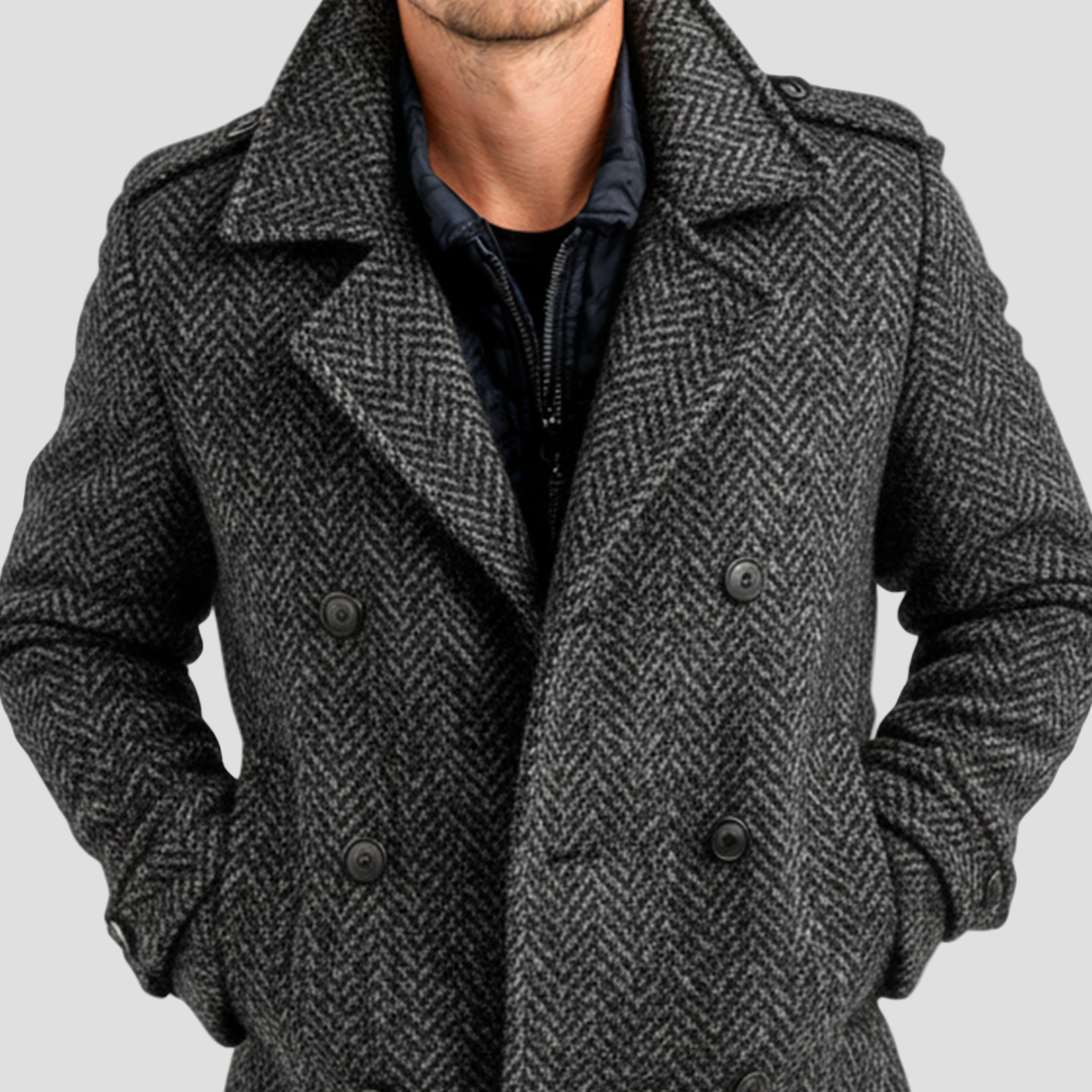 Herringbone Wool Coat