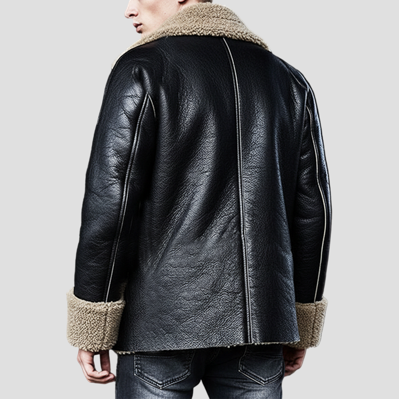 Short Textured Leather Coat