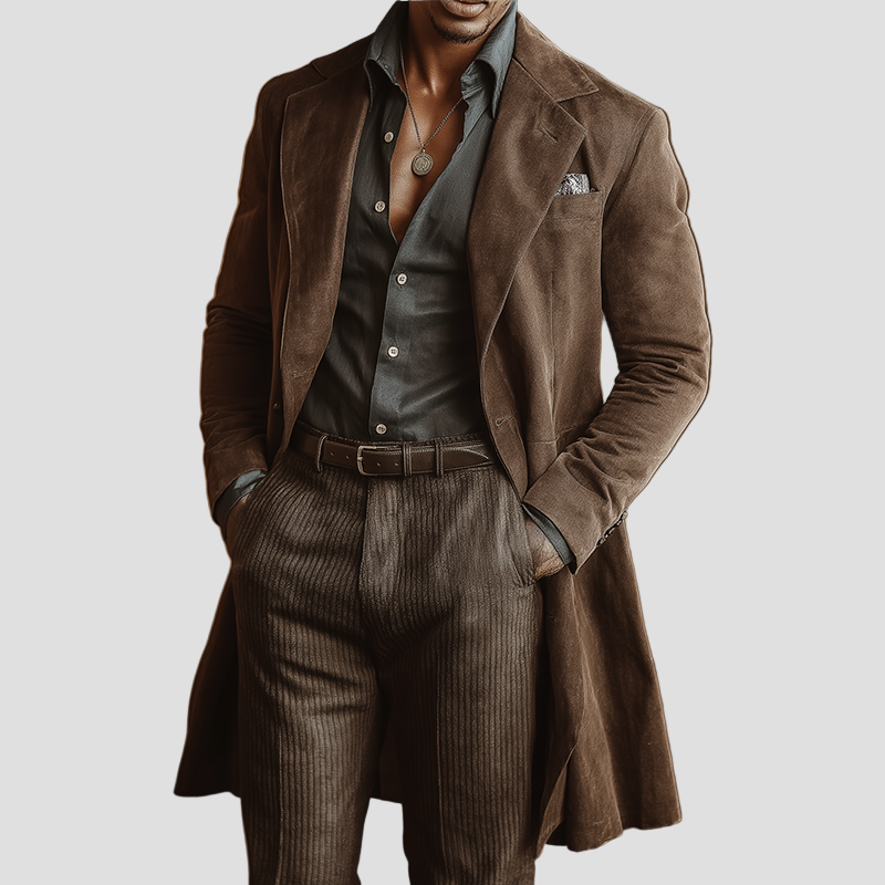 Vintage Mid-Length Suede Coat