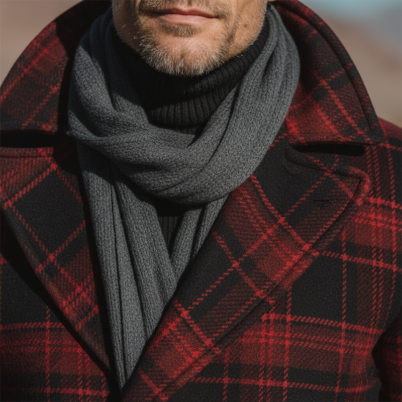 Classic Short Wool Check Coat