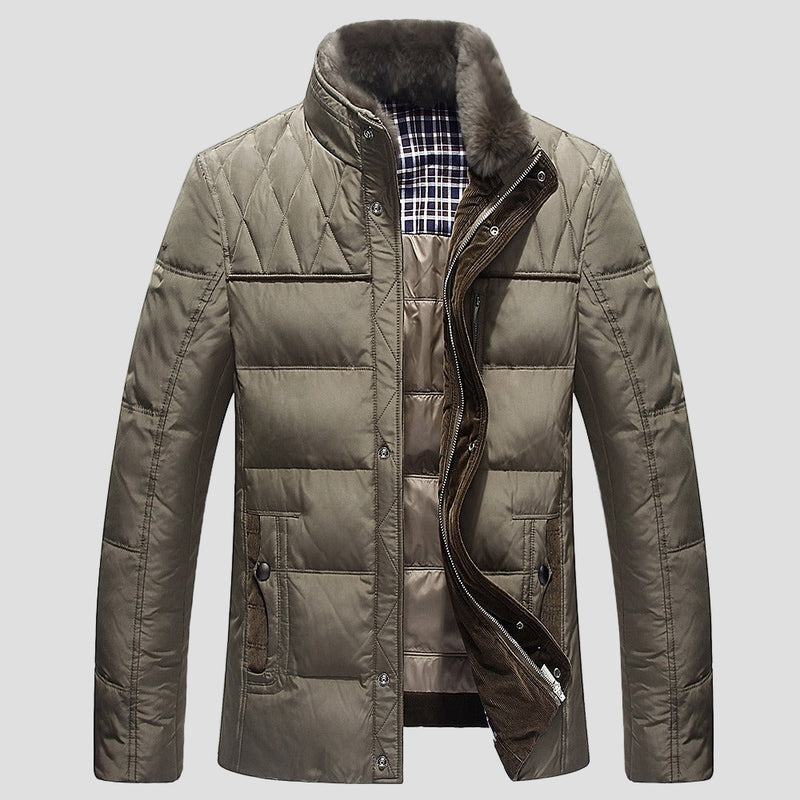 Men’s Quilted Winter Jacket with Soft Faux Fur Lining