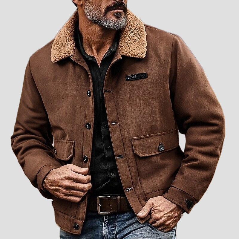 Men’s Suede Jacket with Polar Fleece Lining