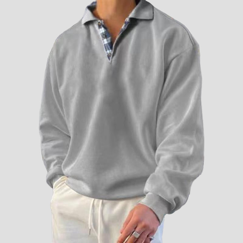 Men’s Relaxed Solid Long-Sleeve Sweatshirt