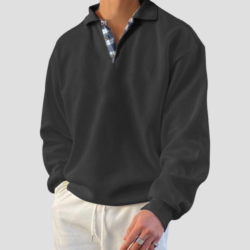 Men’s Relaxed Solid Long-Sleeve Sweatshirt