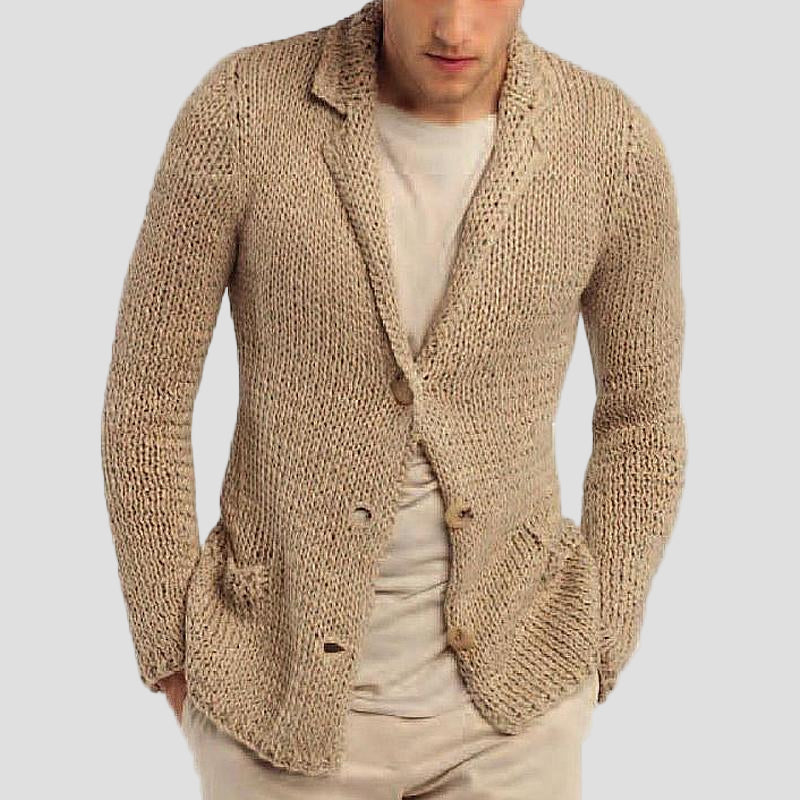 Retro Knitted Cardigan with Pockets and Collar