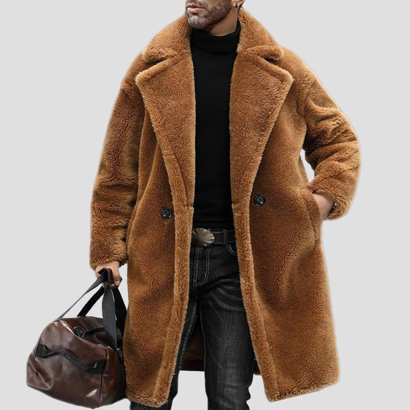 Long Plush Teddy Coat in Solid Colour