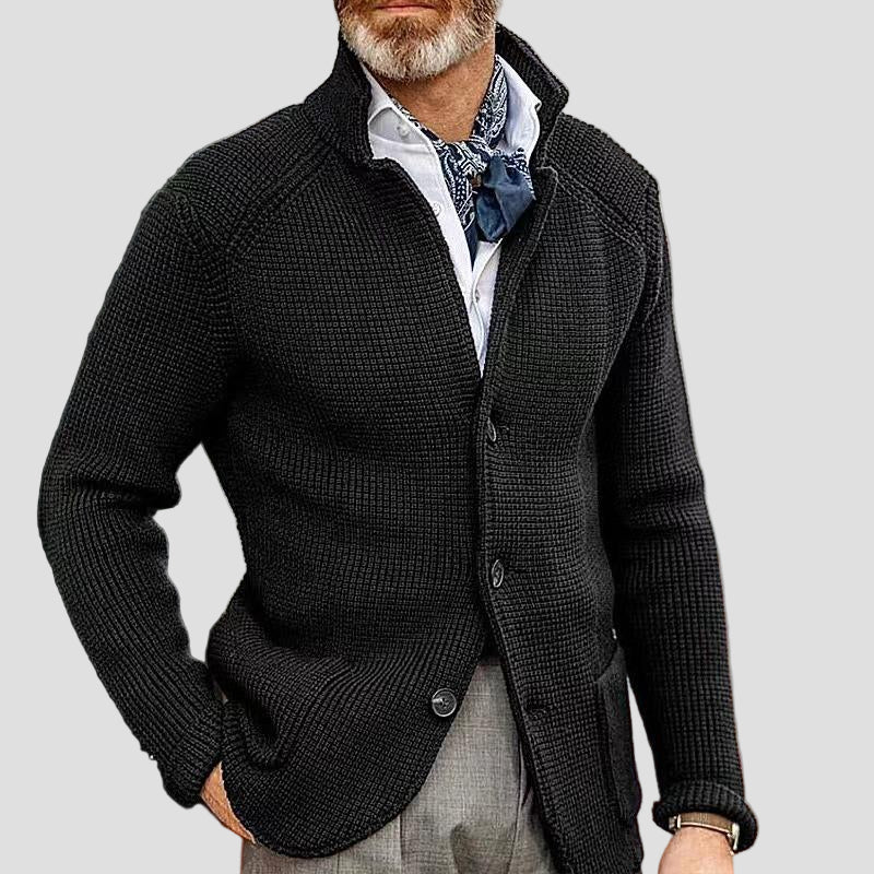 Knitted Blazer-Style Cardigan with Pockets