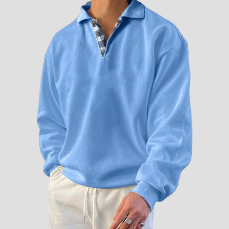 Men’s Relaxed Solid Long-Sleeve Sweatshirt