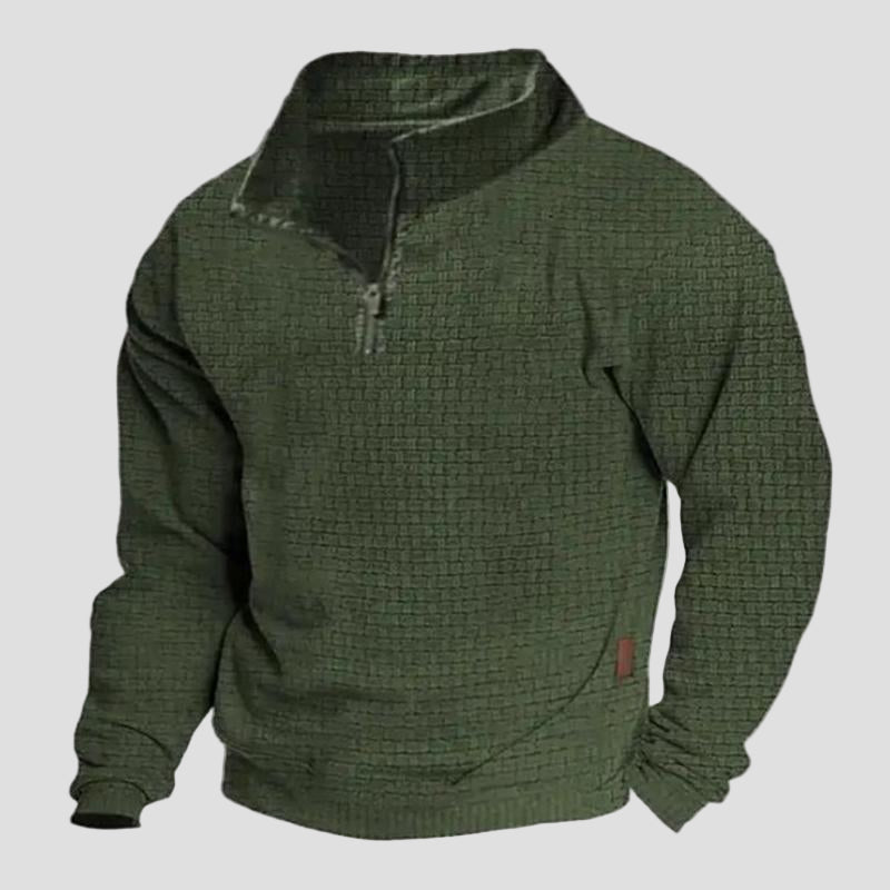 Men’s Cotton-Blend Outdoor Zip Sweatshirt with Stand Collar