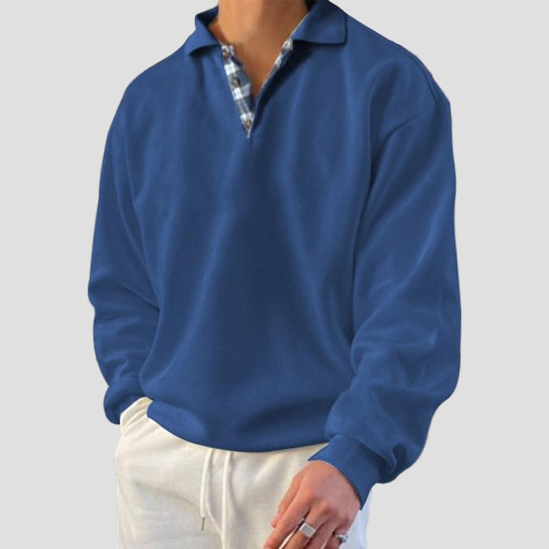 Men’s Relaxed Solid Long-Sleeve Sweatshirt