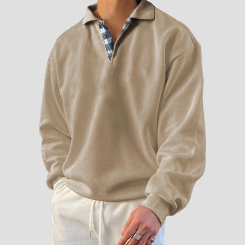 Men’s Relaxed Solid Long-Sleeve Sweatshirt