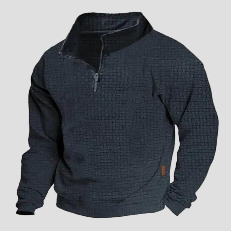 Men’s Cotton-Blend Outdoor Zip Sweatshirt with Stand Collar