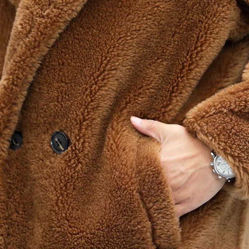 Long Plush Teddy Coat in Solid Colour