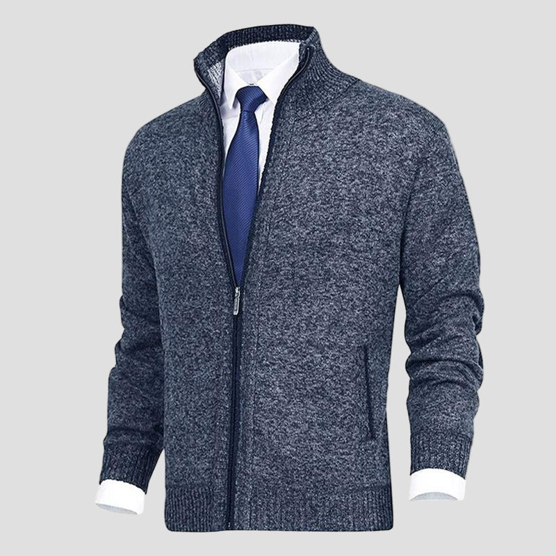Solid Knitted Cardigan with Collar