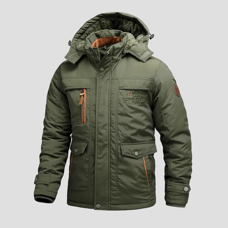 Men’s Windproof Insulated Winter Jacket with Pockets