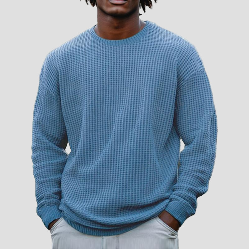 Men’s Solid Waffle Crewneck Sweatshirt