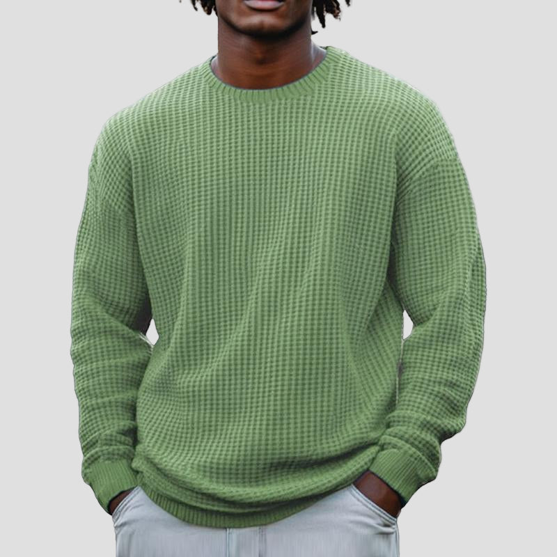 Men’s Solid Waffle Crewneck Sweatshirt