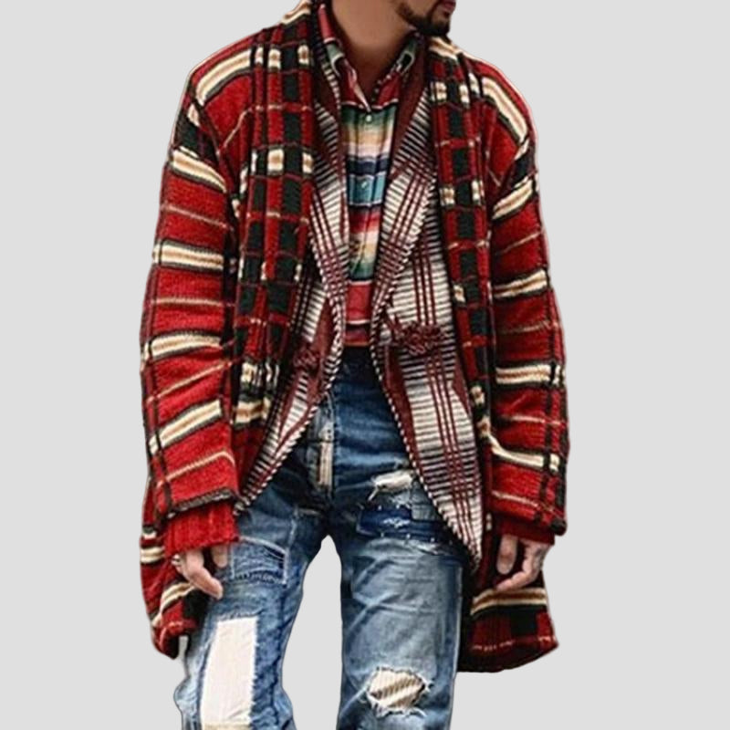 Vintage Check Knitted Cardigan