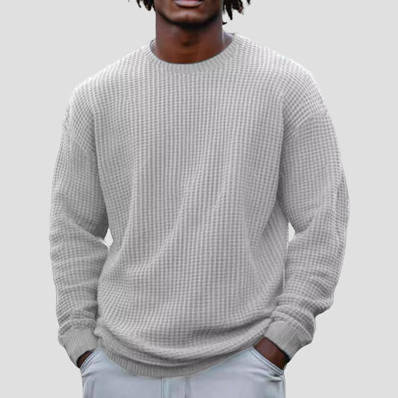 Men’s Solid Waffle Crewneck Sweatshirt