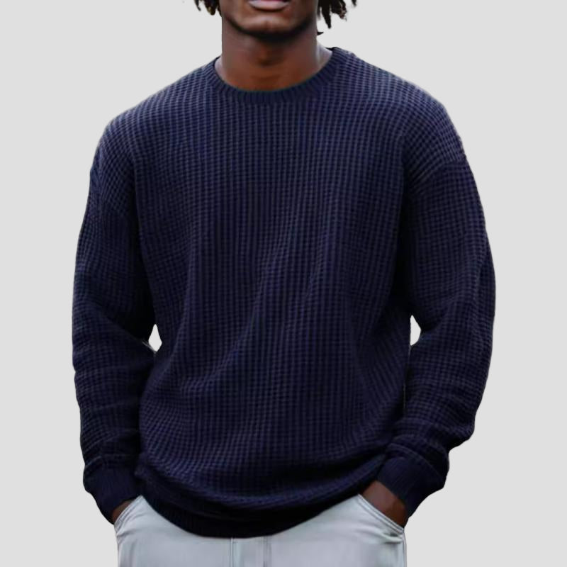 Men’s Solid Waffle Crewneck Sweatshirt